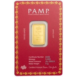5 g Goldbarren | PAMP | Diwali Lakshmi & Sacred Cow