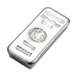 1 kg Silberbarren Heraeus 999 gegossen mit Seriennummer