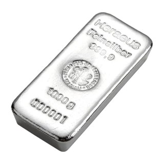 Heraeus 1 kg Silberbarren gegossen