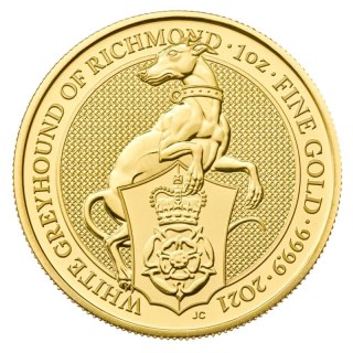 1 oz Queen's Beasts White Greyhound of Richmond Goldmünze | 2021