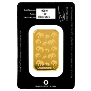 1 Unze Goldbarren | Loxodonta Africana | Rand Refinery