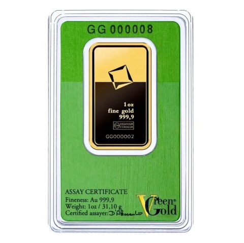 1 oz Goldbarren | Valcambi | Green Gold – Revers