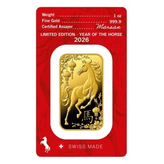 1 oz Jahr des Pferdes Goldbarren | Argor-Heraeus | 2026