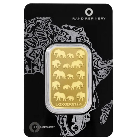 1 oz Goldbarren | Loxodonta Africana | Rand Refinery | QR Code