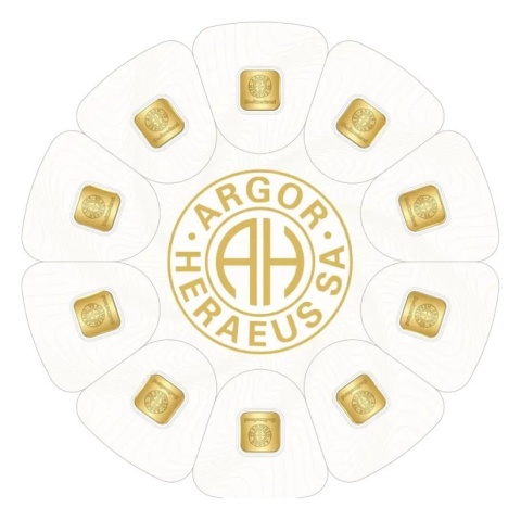 10 x 1 g GoldSeed Goldbarren | Argor-Heraeus – Avers