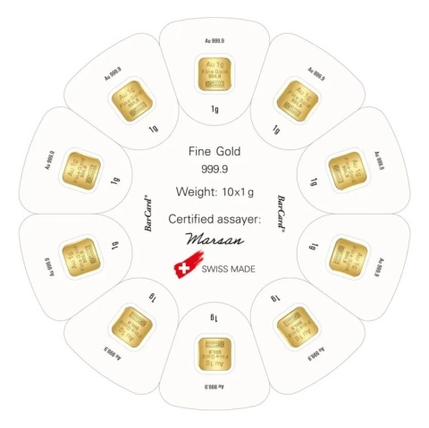 10 x 1 g GoldSeed Goldbarren | Argor-Heraeus – Revers