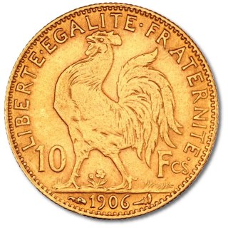 10 Französische Francs Marianne und Hahn Goldmünze | 1899-1914
