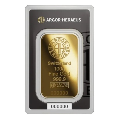 100 g Goldbarren | Argor-Heraeus | Geprägt – Avers