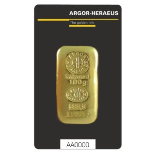 100 g Goldbarren | Argor-Heraeus | Gegossen