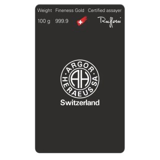 100 g Goldbarren | Argor-Heraeus | Gegossen