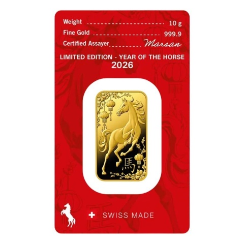 10 g Jahr des Pferdes Goldbarren | Argor-Heraeus | 2026 – Revers