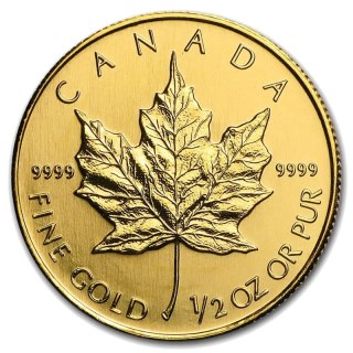 1/2 oz Maple Leaf Goldmünze | Gemischte Jahrgänge