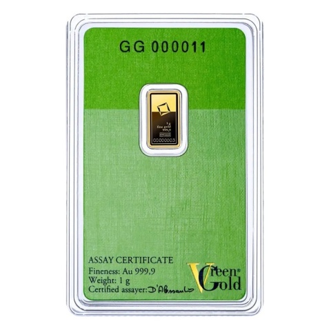 1 g Goldbarren | Valcambi | Green Gold – Revers