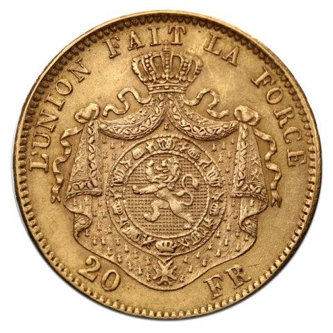 20 Francs Belgien Leopold II Goldmünze | 1867 - 1882