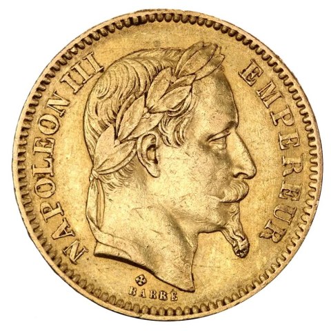 20 Francs Frankreich Napoleon III mit Lorbeerkranz Goldmünze | 1861 - 1870