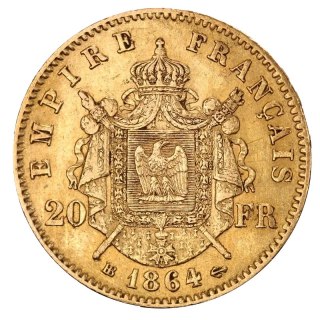 20 Francs Frankreich Napoleon III mit Lorbeerkranz Goldmünze | 1861 - 1870