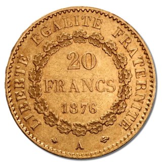20 Francs Frankreich Dritte Republik Engel Goldmünze | 1871 - 1898