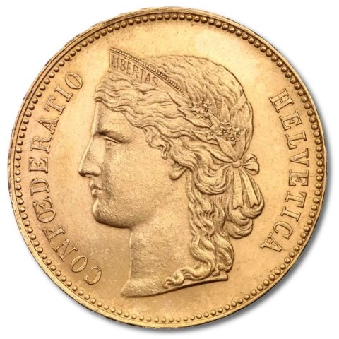 20 Schweizer Franken Helvetia Goldmünze | 1883 - 1896