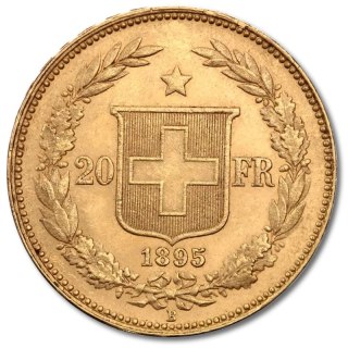 20 Schweizer Franken Helvetia Goldmünze | 1883 - 1896