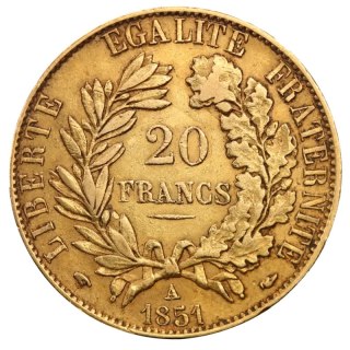 20 Französische Francs Cérès Zweite Republik | Gold | 1848-1852