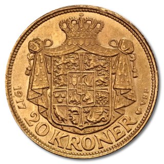 20 Kronen Dänemark Christian X Goldmünze | 1913 - 1917