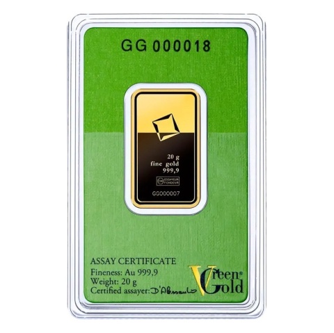 20 g Goldbarren | Valcambi | Green Gold – Revers