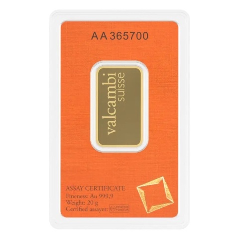 20 g Goldbarren | Valcambi – Revers