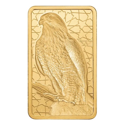 5 g Goldbarren | PAMP Fortuna | Arabischer Falke | Anhänger – Revers