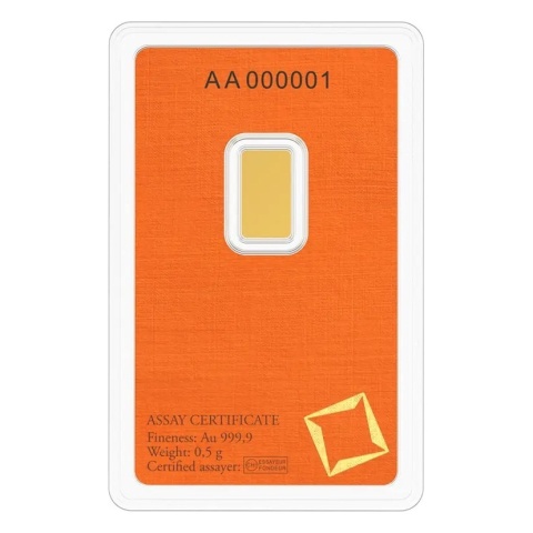 0,5 g Goldbarren | Valcambi – Revers