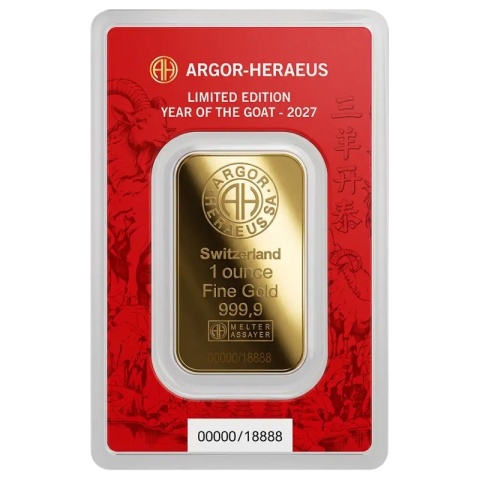 1 oz Jahr der Ziege Goldbarren | Argor-Heraeus | 2027