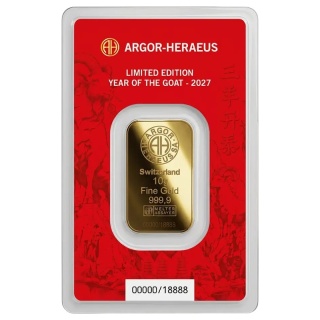 10 g Jahr der Ziege Goldbarren | Argor-Heraeus | 2027