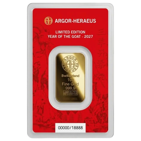 10 g Jahr der Ziege Goldbarren | Argor-Heraeus | 2027
