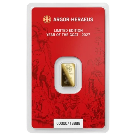 1 g Jahr der Ziege Goldbarren | Argor-Heraeus | 2027