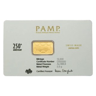 2,5 g Goldbarren | PAMP | 250th Anniversary of the United States Vintage | Heraldic Bald Eagle